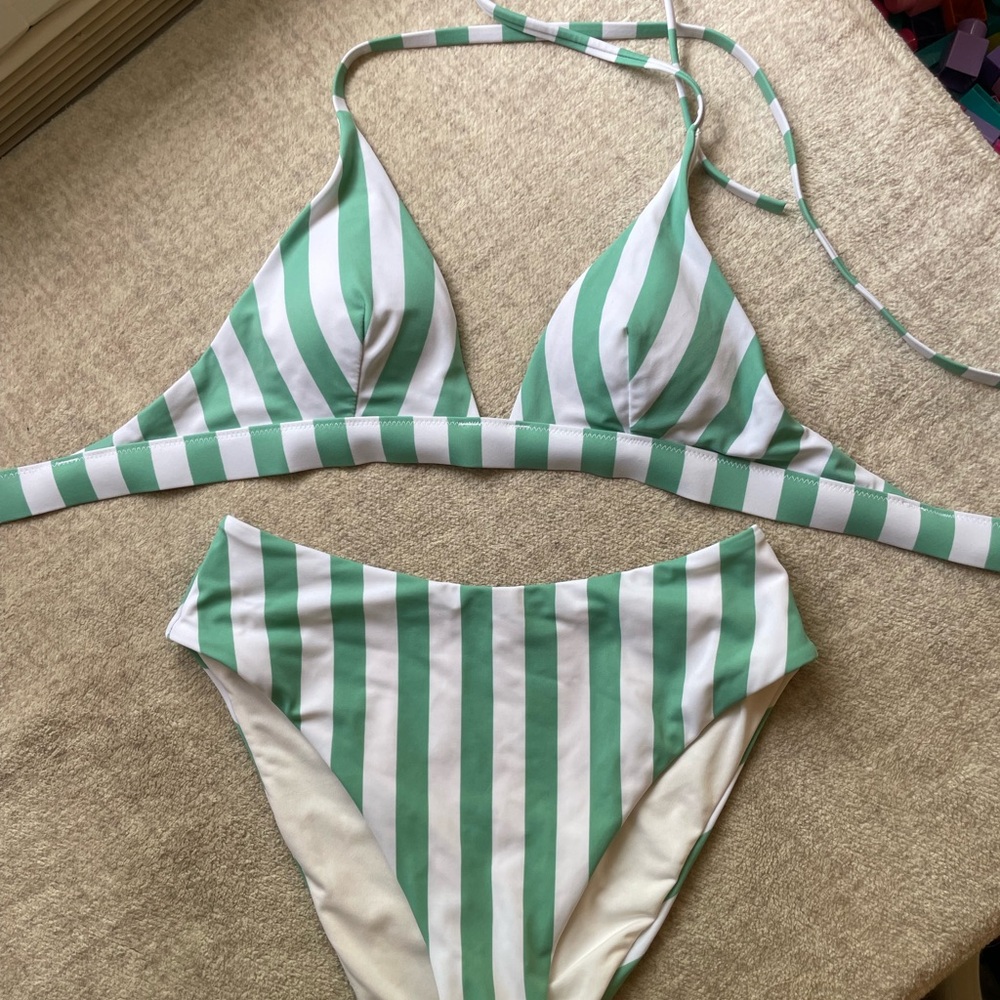 Victoria's Secret Green and White Bikini